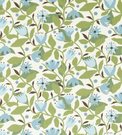 Dancing Daisies Print Fabric - Cornflower Cornflower