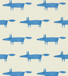 Midi Fox Wallpaper - Pebble / Denim Pebble / Denim