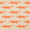 Mr Fox Applique Fabric - Tangerine / Linen Tangerine / Linen