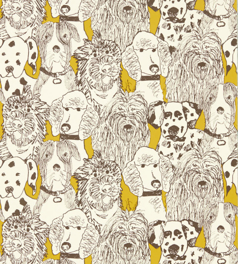 Doggy Day Care Wallpaper - Mustard Mustard