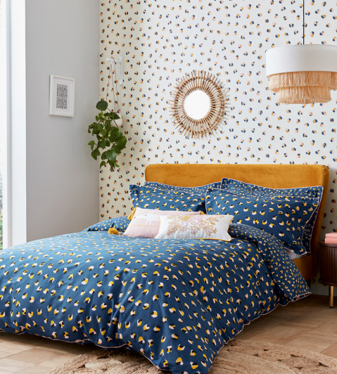 Leopard Dots Bedding Set in Denim 