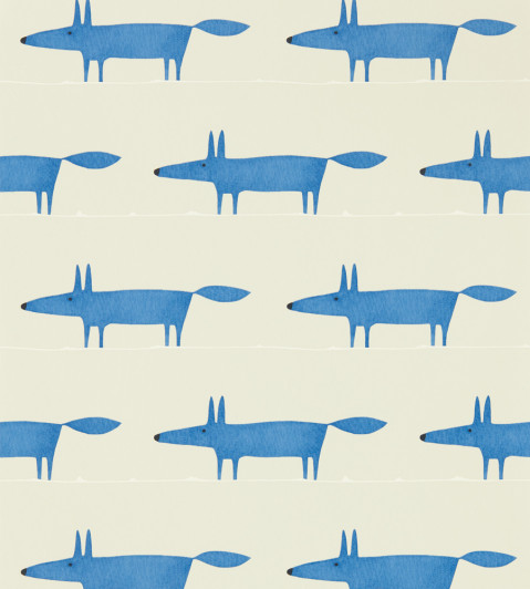 Midi Fox Wallpaper - Pebble / Denim Pebble / Denim