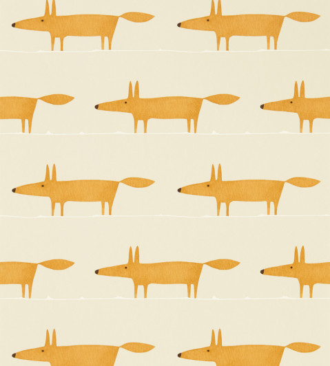 Midi Fox Wallpaper - Raffia / Chai Raffia / Chai