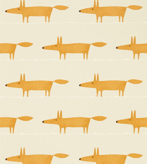Midi Fox Wallpaper - Raffia / Chai Raffia / Chai