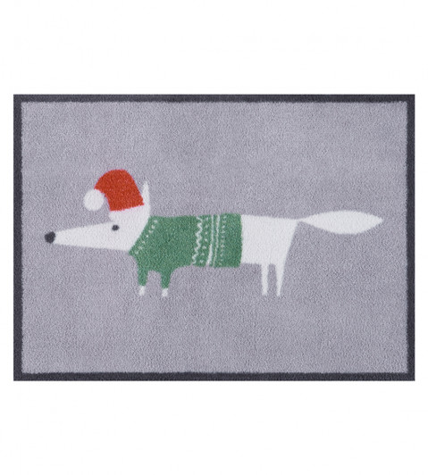 Mr Fox Christmas Door Mat in Grey | Scion Living