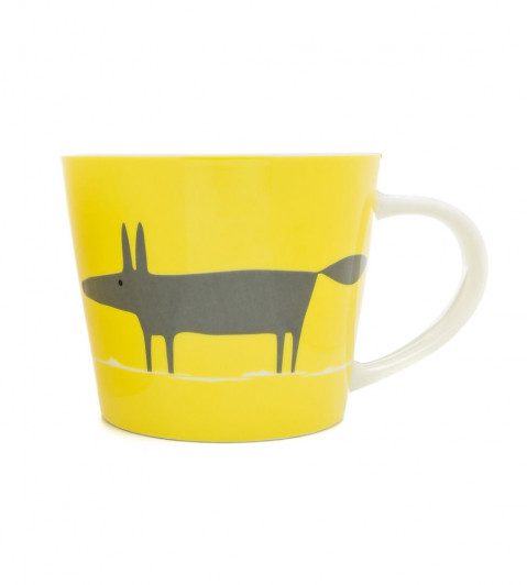 Mr Fox Large Mug, Yellow / Charcoal Yellow / Charcoal