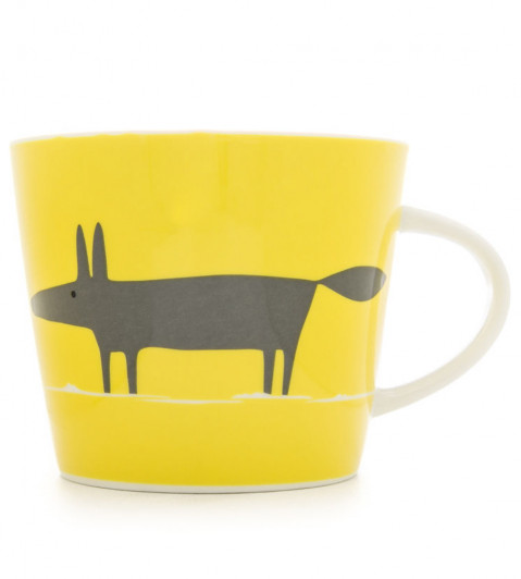 Mr Fox Mug, Yellow / Charcoal Yellow / Charcoal