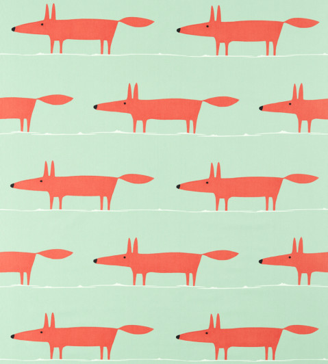 Mr Fox Fabric - Sage / Poppy Sage / Poppy