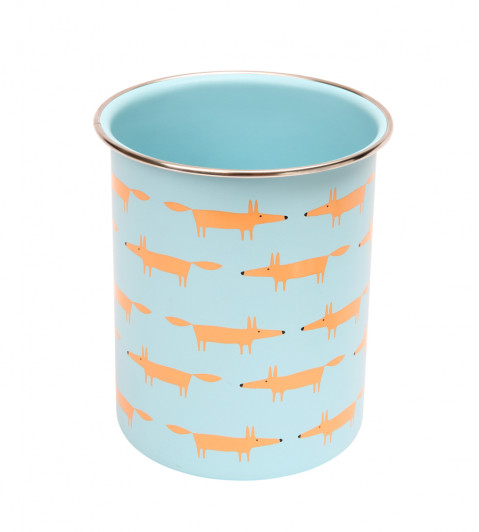 Scion Mr Fox Blue Utensil Jar Kitchen Tools Storage Cute Orange Foxes Home 