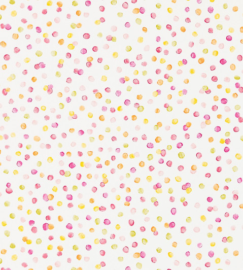 Lots Of Dots Wallpaper - Blancmange / Rasberry / Citrus Blancmange / Rasberry / Citrus