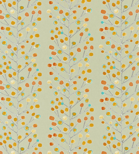 Berry Tree Fabric - Neutral / Tangerine / Powder Blue / Lemon Neutral / Tangerine / Powder Blue / Lemon