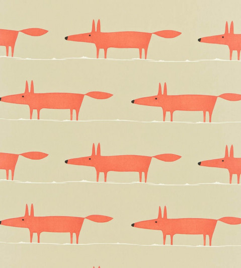 Mr Fox Fabric - Neutral / Paprika Neutral / Paprika