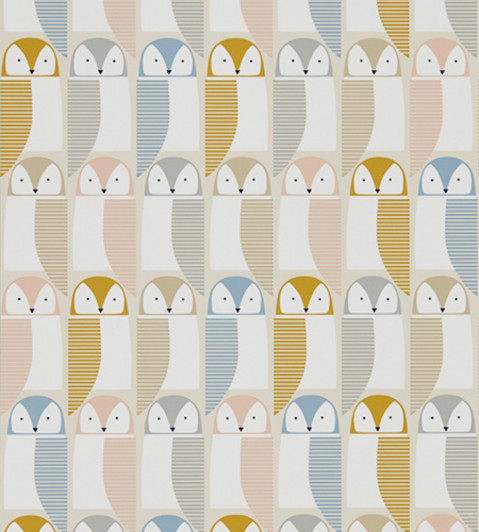 Barnie Owl Wallpaper - Blush / Honey / Raffia Blush / Honey / Raffia