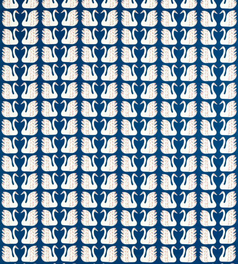 Swim Swam Swan Fabric - Denim Denim