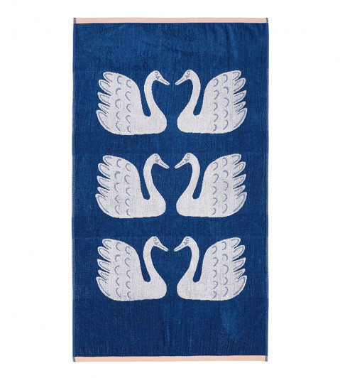 Swim Swam Swan Towel in Denim Scion Living