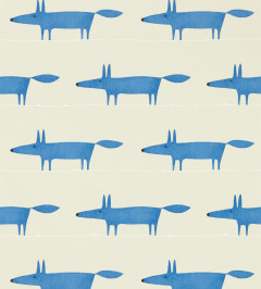 Midi Fox Wallpaper - Pebble / Denim Pebble / Denim