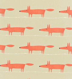Mr Fox Fabric - Neutral / Paprika Neutral / Paprika