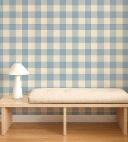 Central Check Wallpaper - Cornflower Cornflower