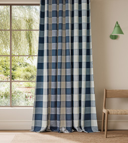 Central Check Fabric - Indigo Indigo