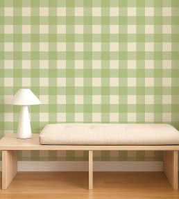 Central Check Wallpaper - Pea Green Pea Green