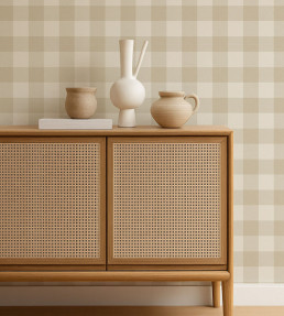 Central Check Wallpaper - Pebble Pebble