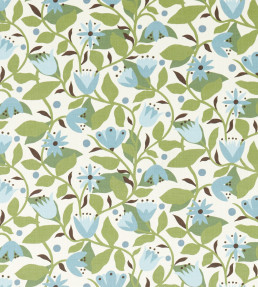 Dancing Daisies Print Fabric - Cornflower Cornflower