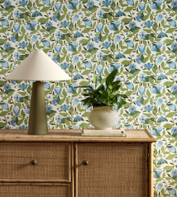 Dancing Daisies Wallpaper - Cornflower Cornflower