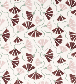 Fringed Poppy Print Fabric - Dusk Pink/Chestnut Dusk Pink/Chestnut
