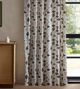 Fringed Poppy Print Fabric - Dusk Pink/Chestnut Dusk Pink/Chestnut