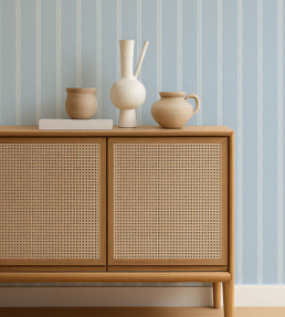 Harvest Stripe Wallpaper - Cornflower Cornflower