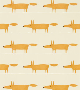 Midi Fox Wallpaper - Raffia / Chai Raffia / Chai