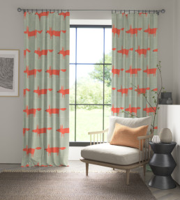 Mr Fox Fabric - Sage / Poppy Sage / Poppy