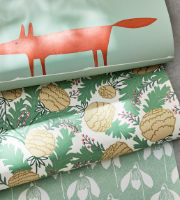 Mr Fox Wallpaper - Sage / Poppy Sage / Poppy