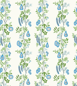On The Vine Fabric - Cornflower/Kelly Green Cornflower/Kelly Green