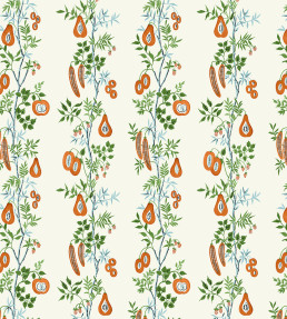 On The Vine Fabric - Tangerine/Kelly Green Tangerine/Kelly Green