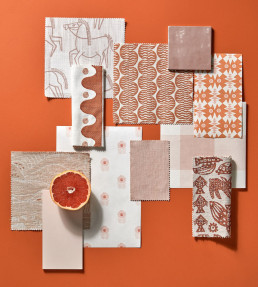 Owl & Butterfly Wallpaper - Tangerine/Blush Tangerine/Blush