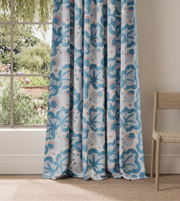 Poppy Pod Fabric - Denim/Chilli Denim/Chilli