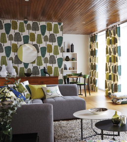 Cedar Wallpaper - Almond / Cobalt / Midnight Almond / Cobalt / Midnight