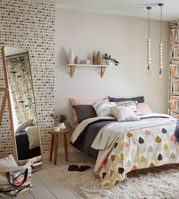 Priya Wallpaper - Mist / Pear / Pewter Mist / Pear / Pewter