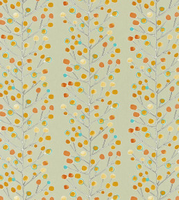 Berry Tree Fabric - Neutral / Tangerine / Powder Blue / Lemon Neutral / Tangerine / Powder Blue / Lemon
