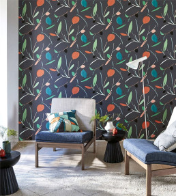Oxalis Wallpaper - Pimento / Marine Pimento / Marine