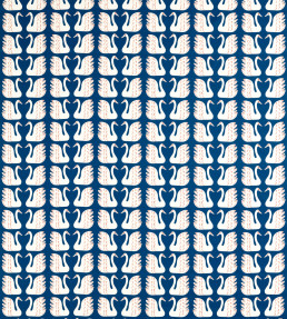 Swim Swam Swan Fabric - Denim Denim