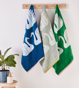 Swim Swam Swan Towel, Denim Denim