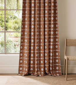 Tiles Fabric - Rust Rust