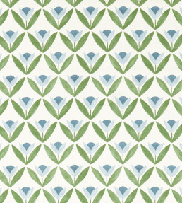Tulip Trellis Print Fabric - Coast Blue Coast Blue