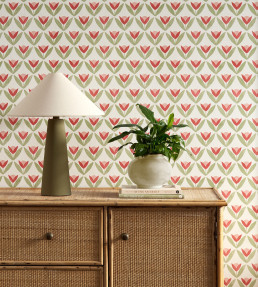 Tulip Trellis Wallpaper - Berry Berry