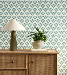 Tulip Trellis Wallpaper - Coast Blue Coast Blue
