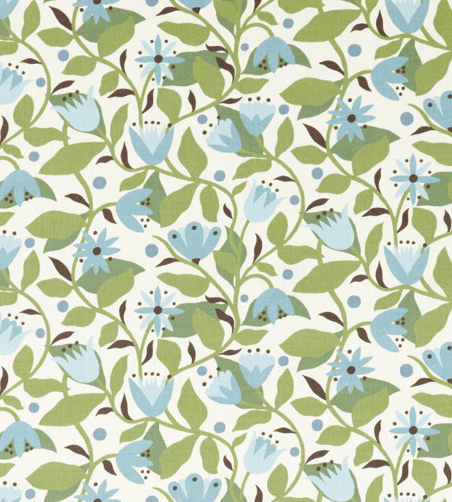 Dancing Daisies Print Fabric - Cornflower Cornflower