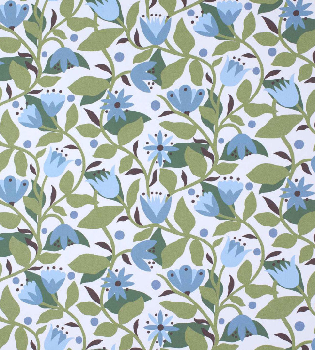 Dancing Daisies Wallpaper - Cornflower Cornflower