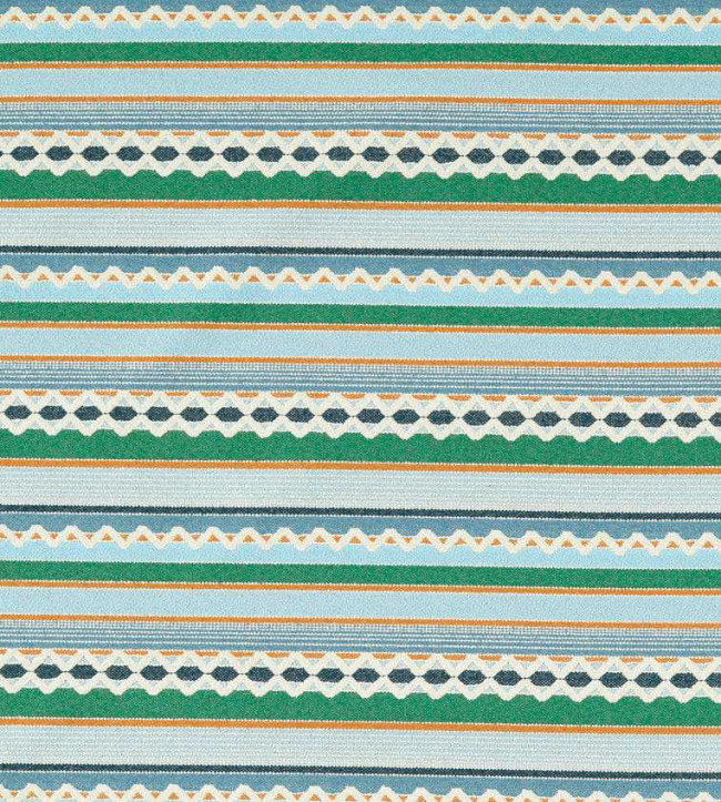Lock Stitch Fabric - Cornflower/Jade/Apricot Cornflower/Jade/Apricot